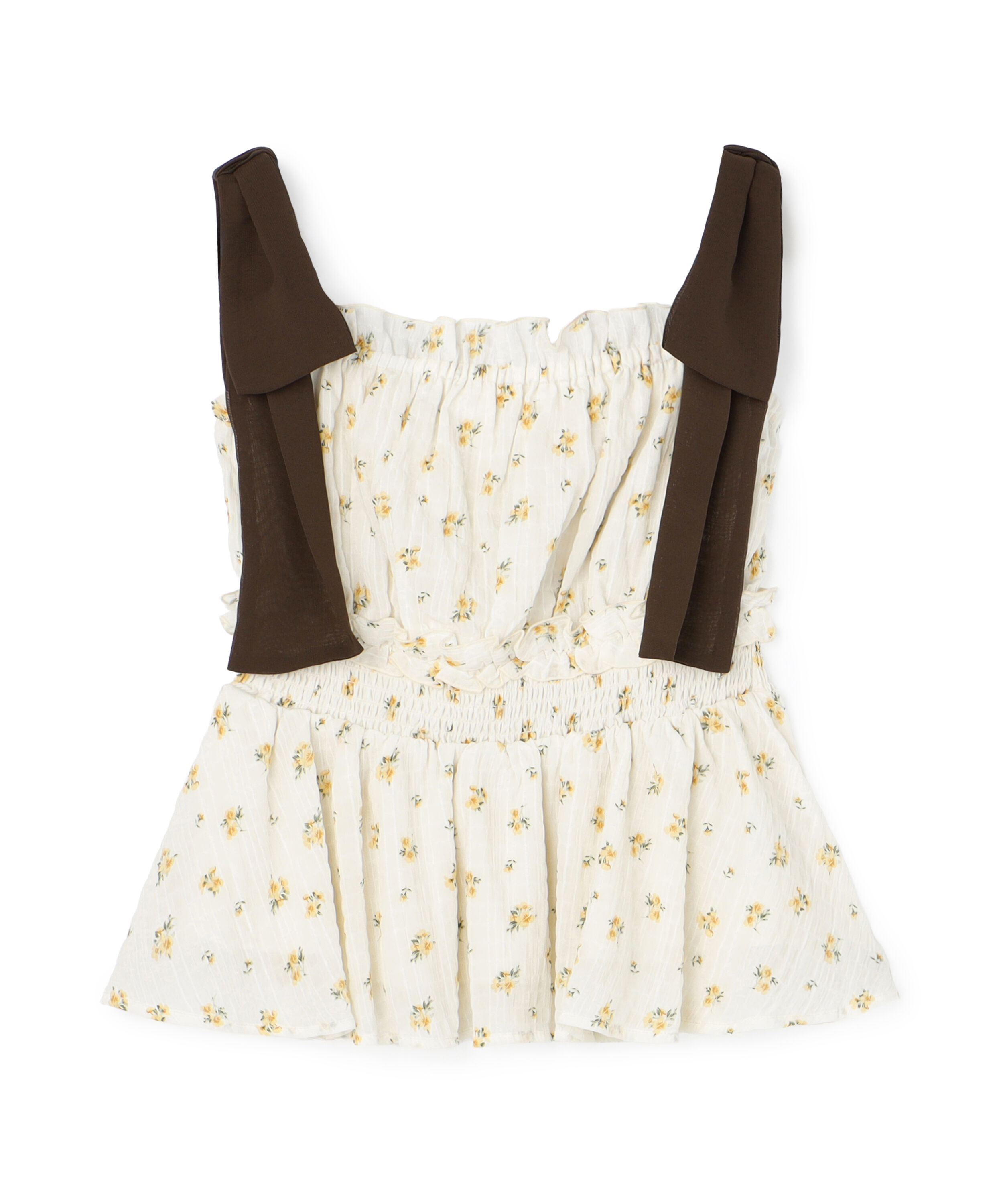  「フラワーショルダーリボンキャミ」|シャツ・ブラウス|