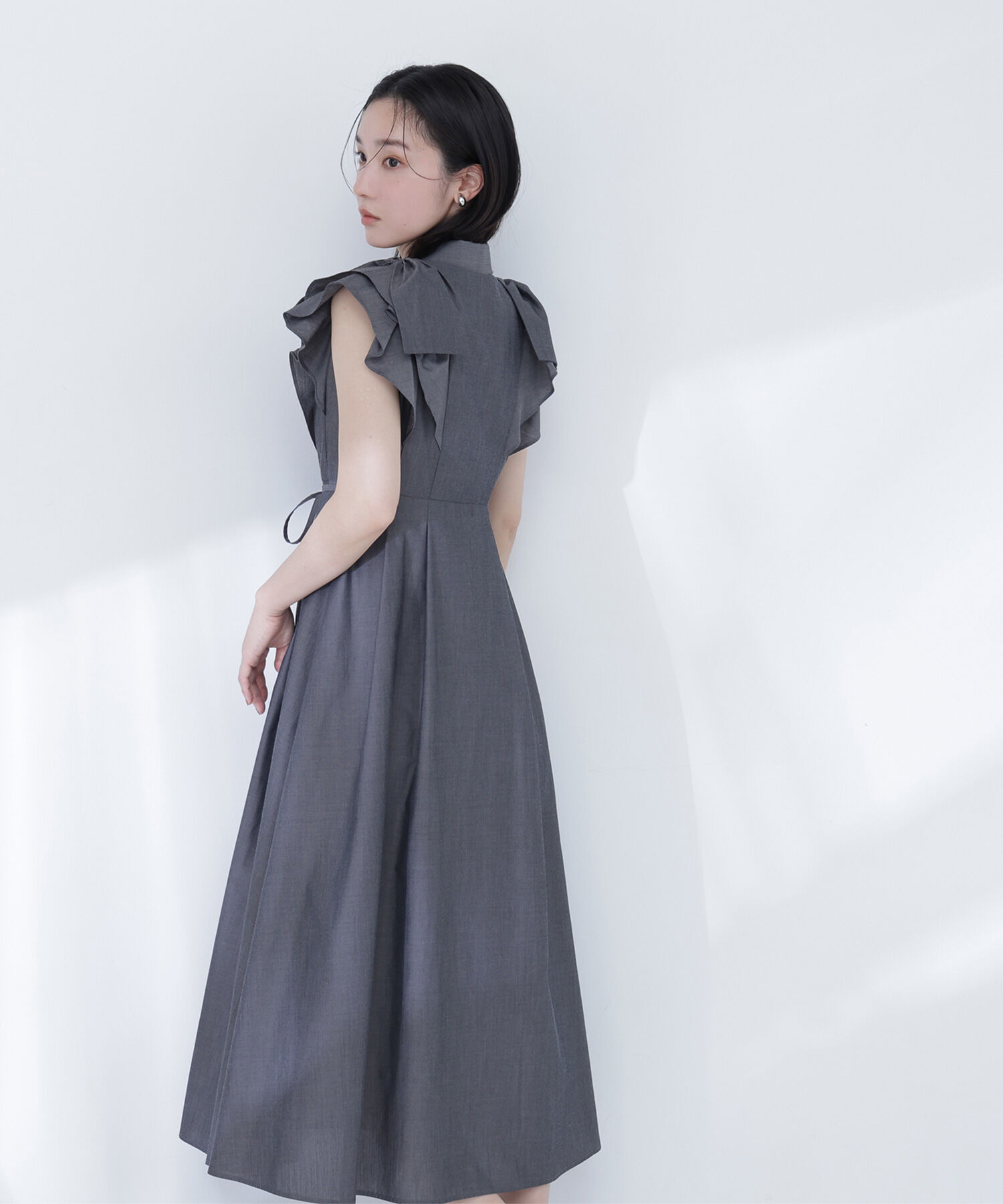  「リボンラッフルシャツワンピース」|ワンピース|