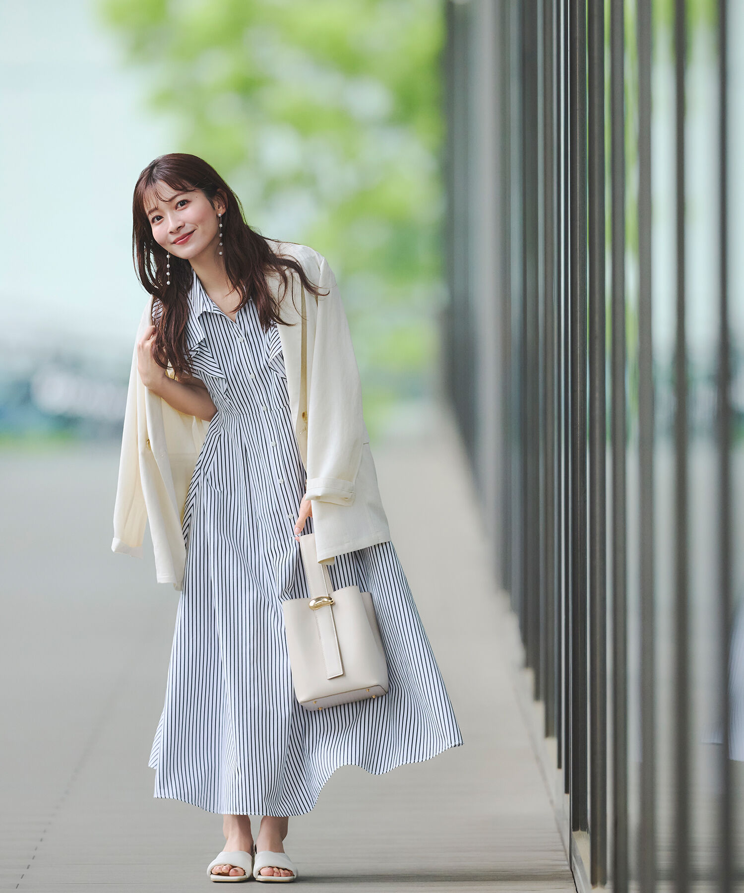  「リボンラッフルシャツワンピース」|ワンピース|