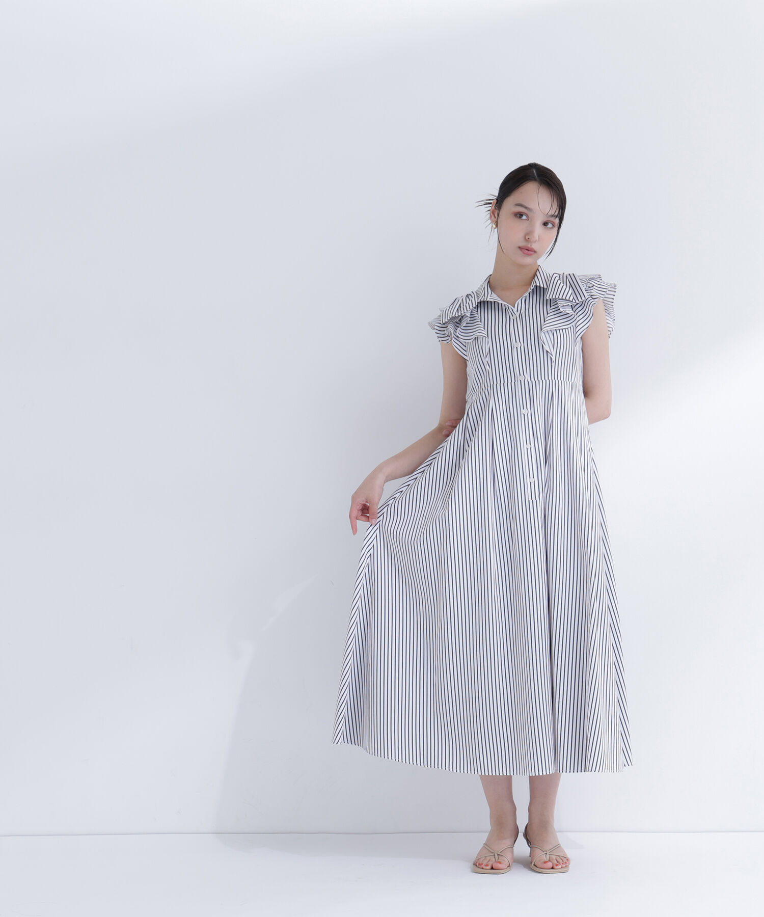  「リボンラッフルシャツワンピース」|ワンピース|