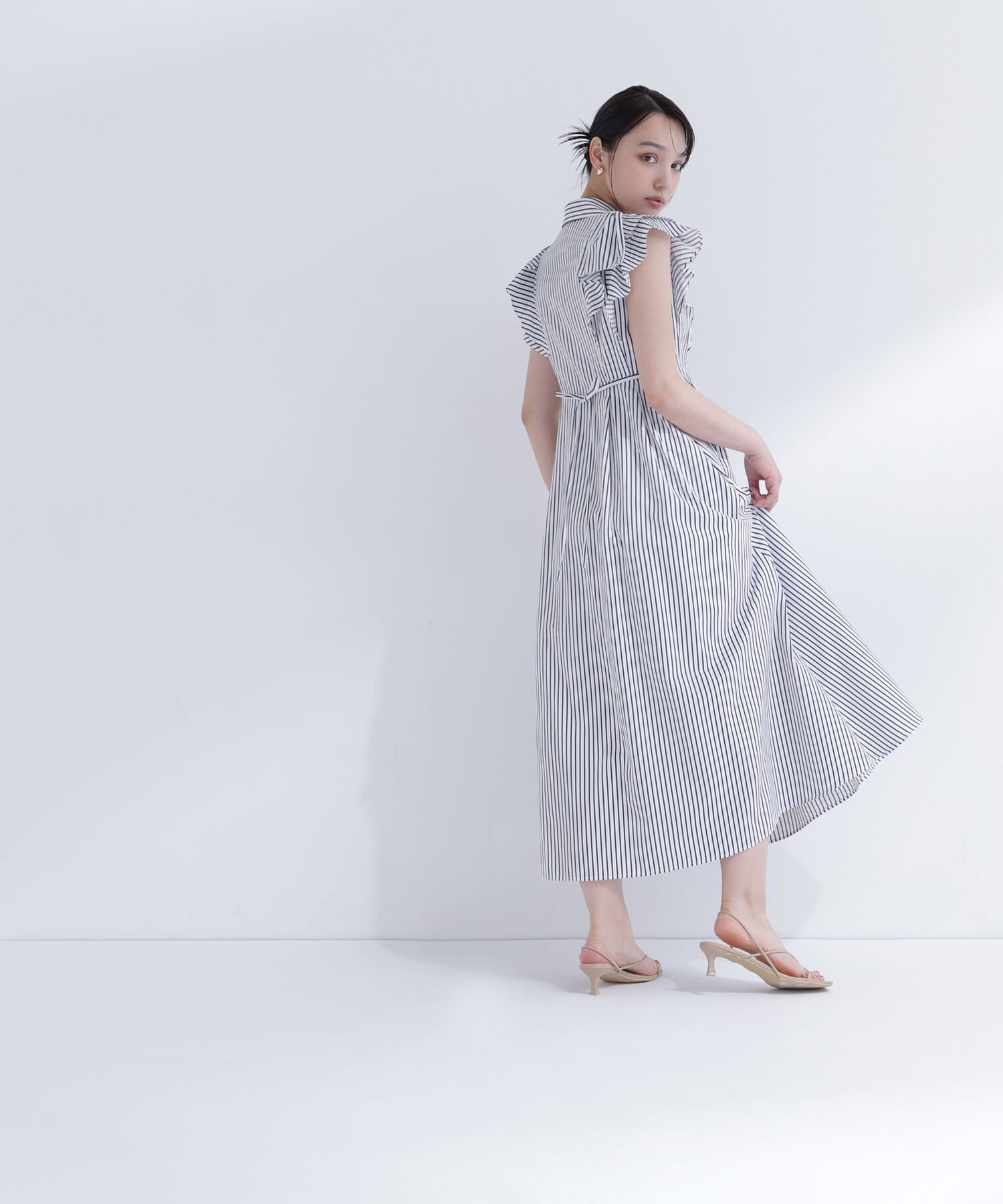  「リボンラッフルシャツワンピース」|ワンピース|