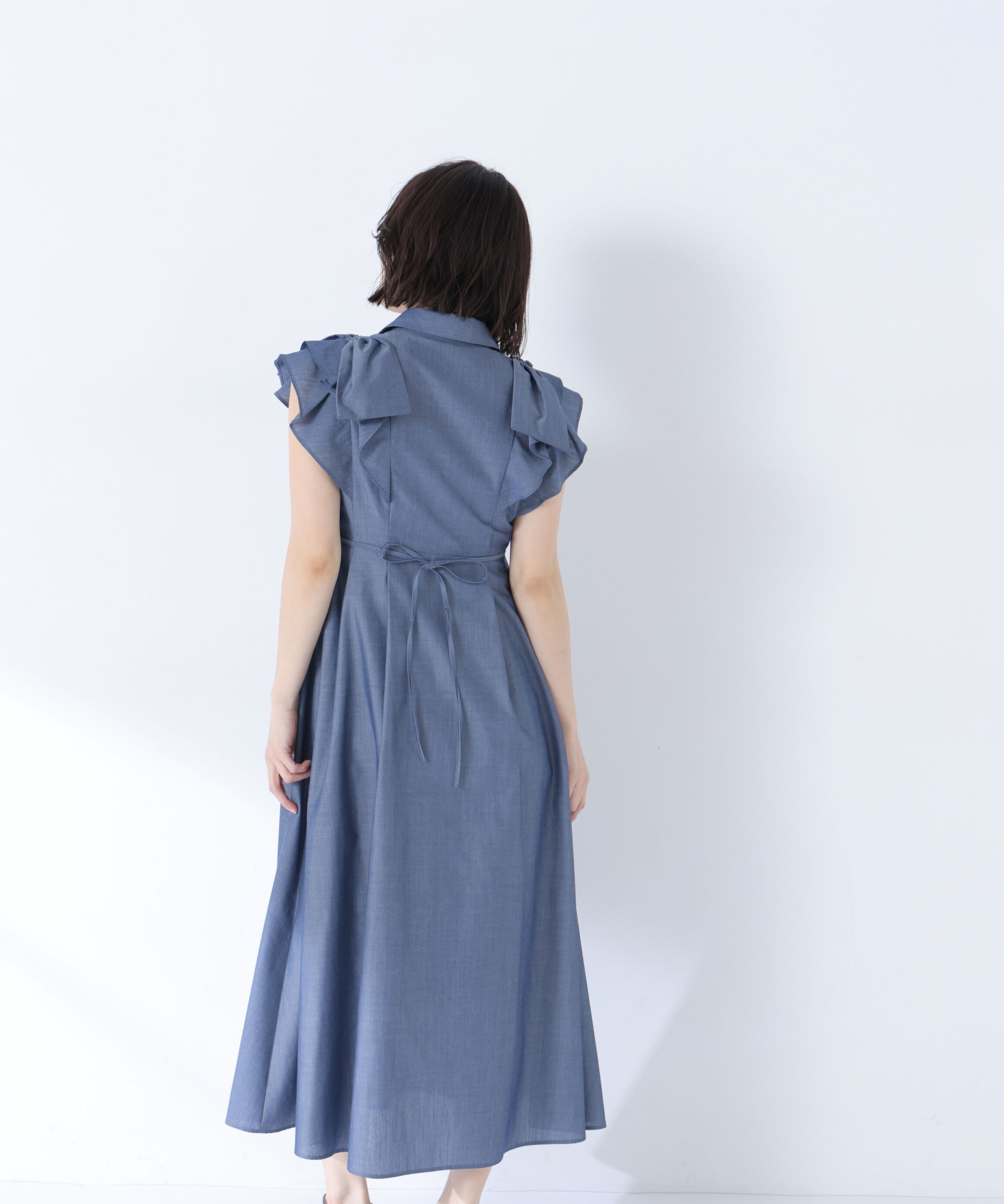  「リボンラッフルシャツワンピース」|ワンピース|