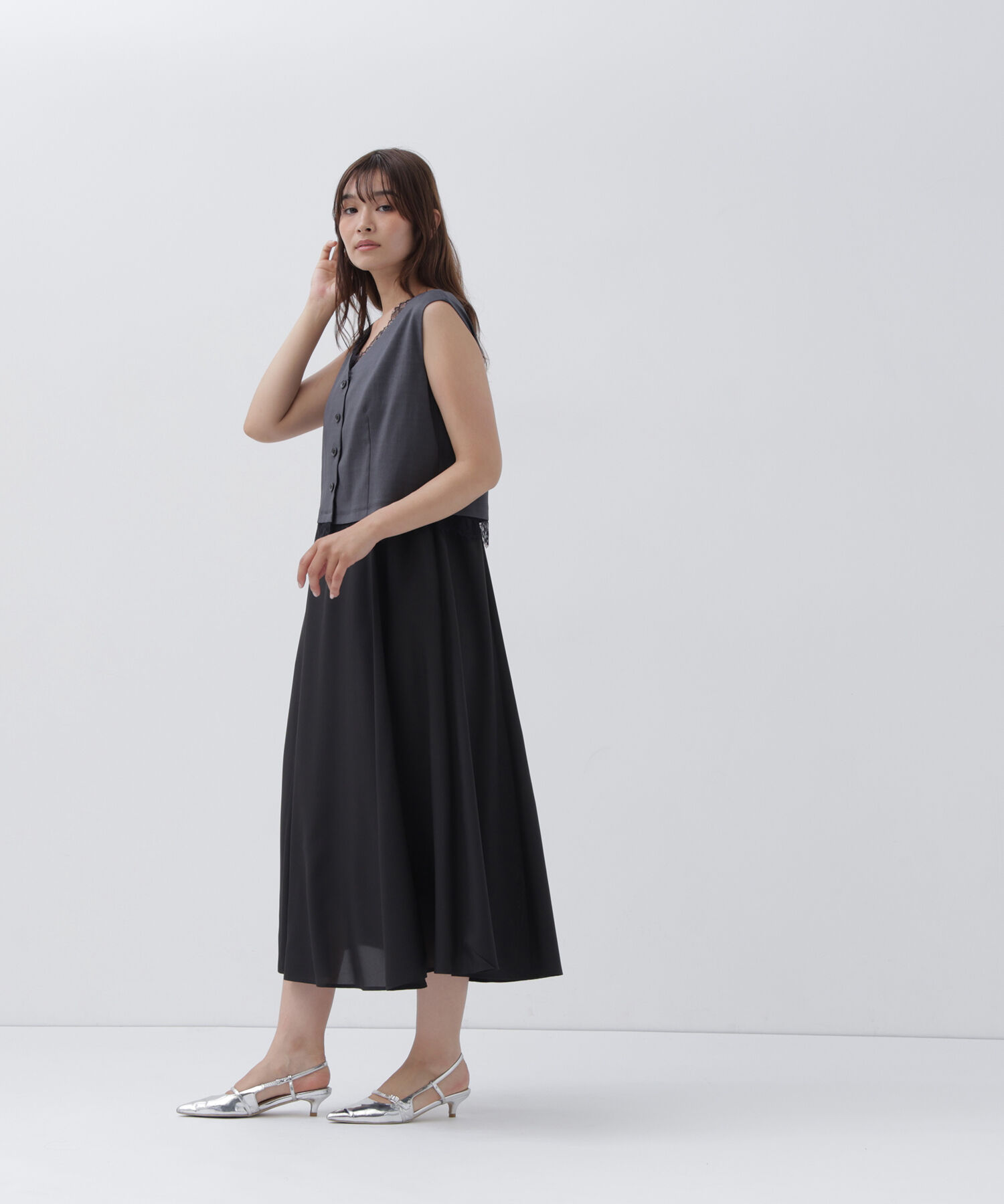  「ショートジレドッキングワンピース」|ワンピース|