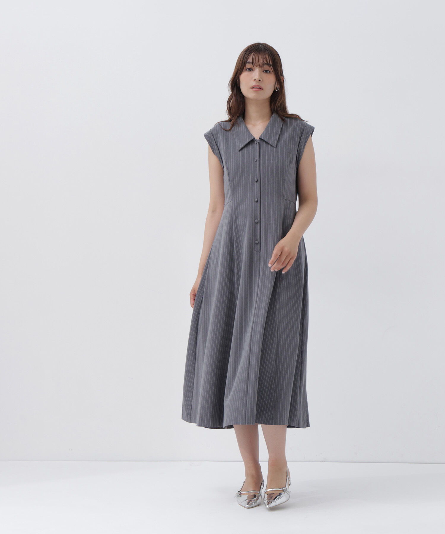  「シャツカラードットタイワンピース」|ワンピース|