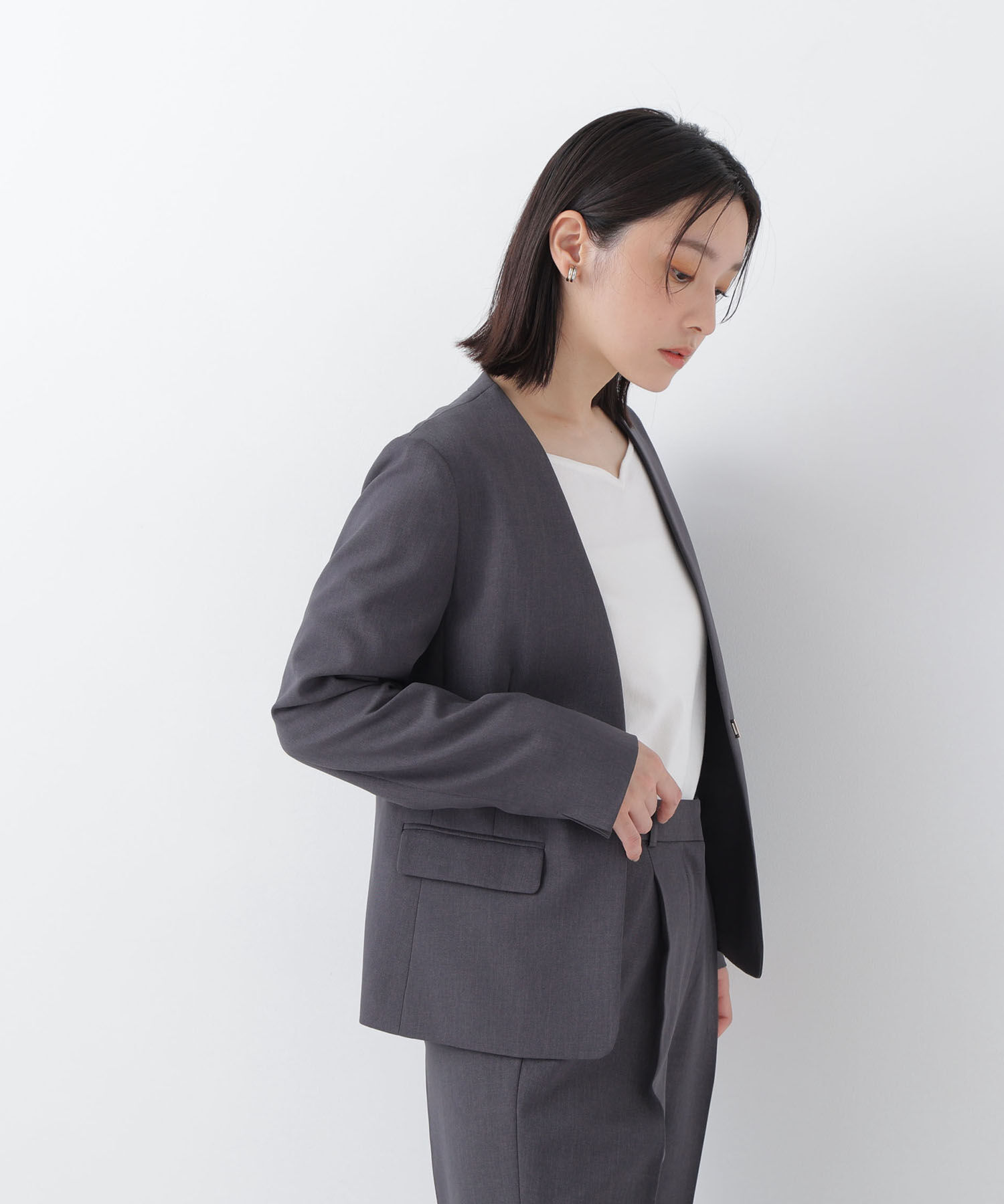 「〈マシンウォッシャブル〉パウダリ－ツイル SETUP ノーカラージャケット」|その他|