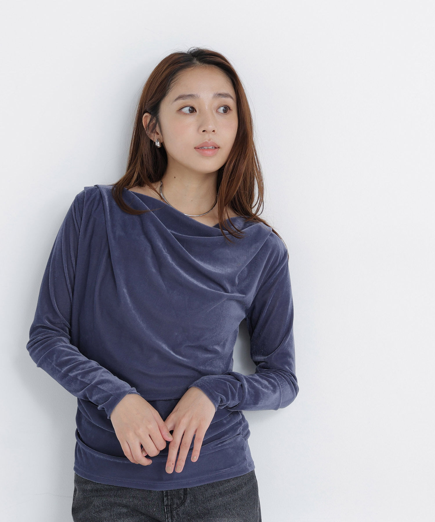  「ベロアドレープカットソー」|Tシャツ・カットソー|