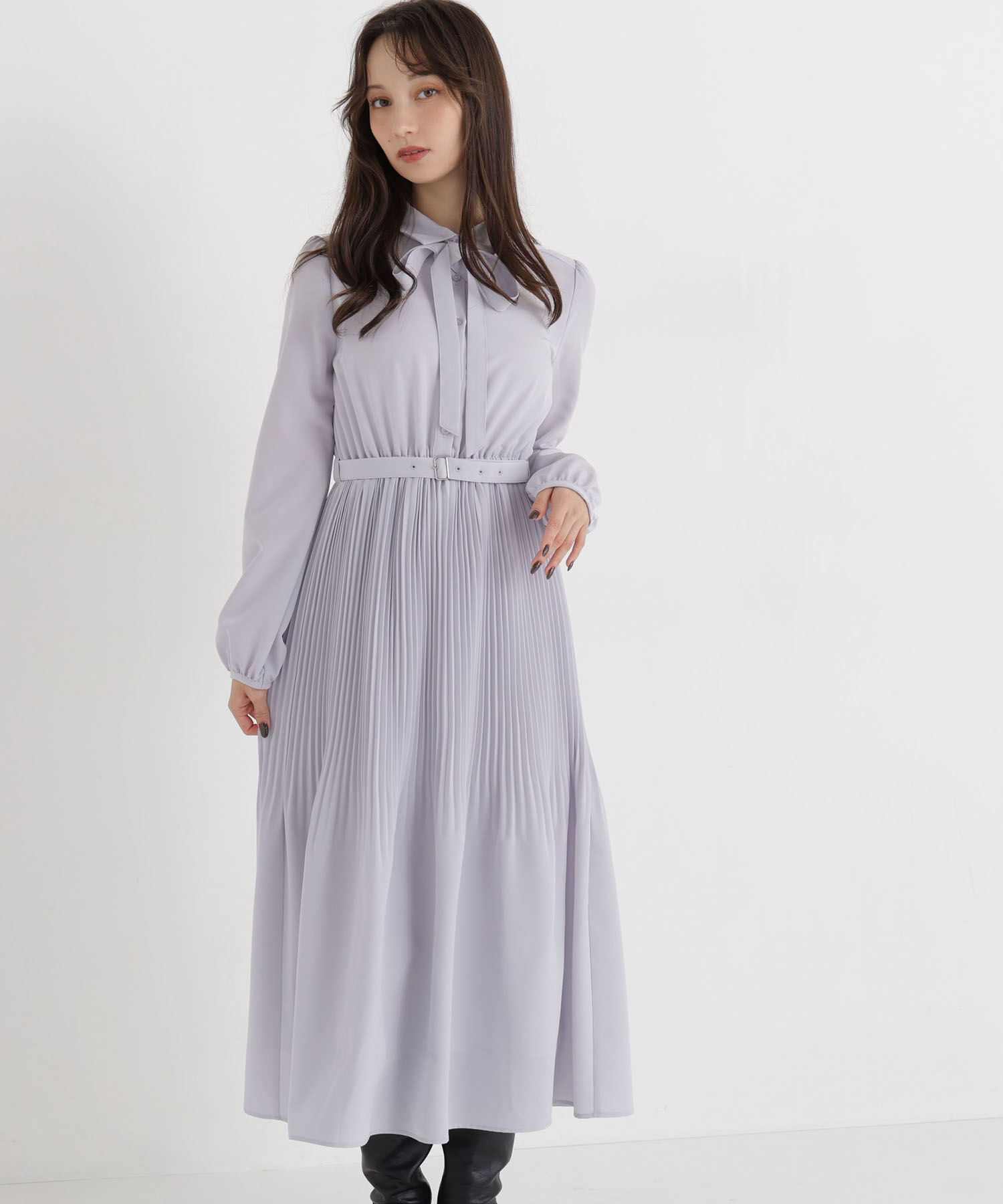  「リボンタイプリーツワンピース」|ワンピース|ラベンダーグ