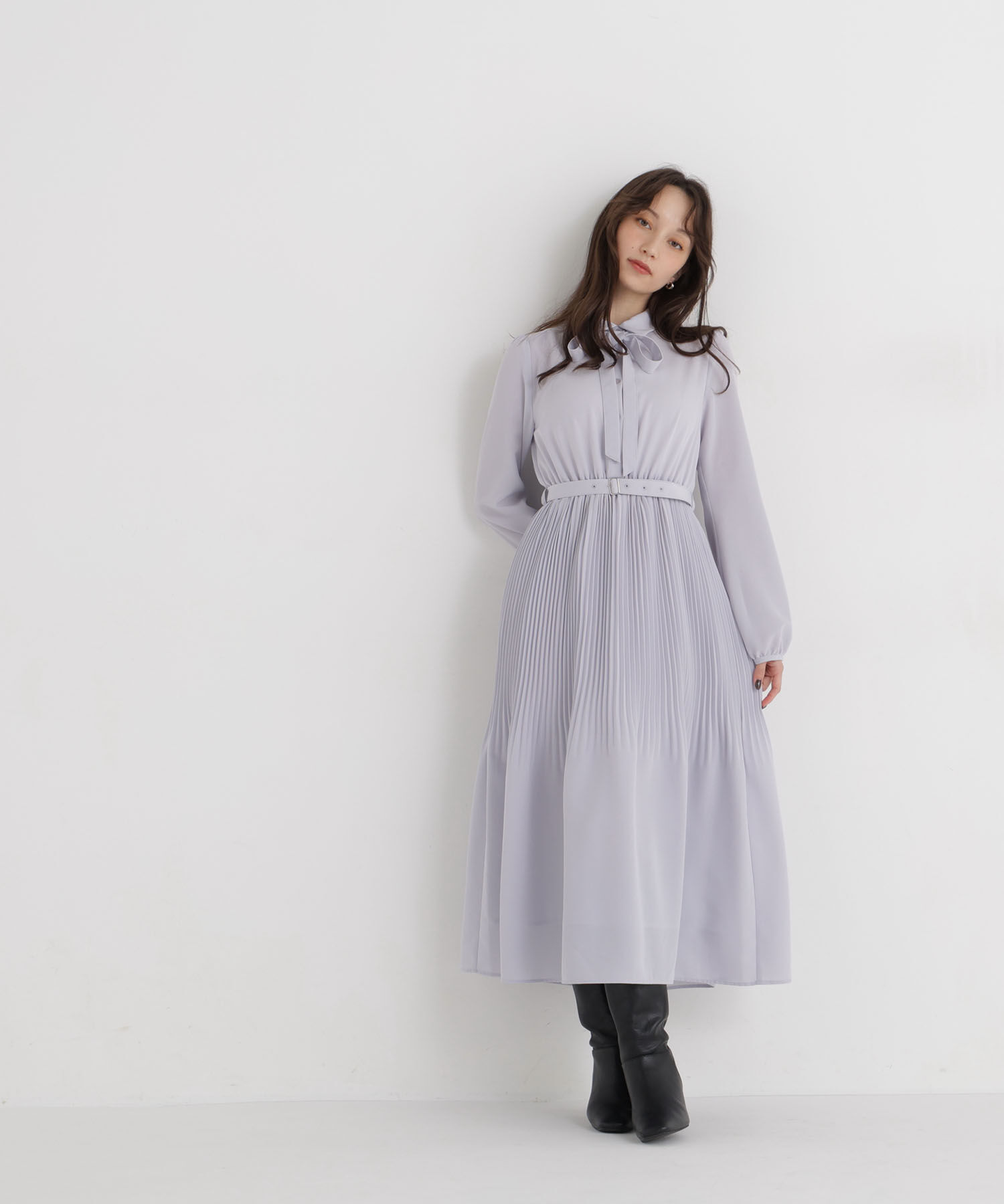  「リボンタイプリーツワンピース」|ワンピース|