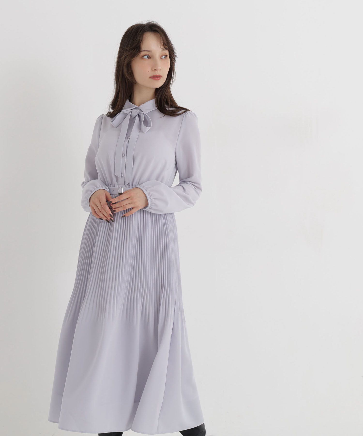 「リボンタイプリーツワンピース」|ワンピース|