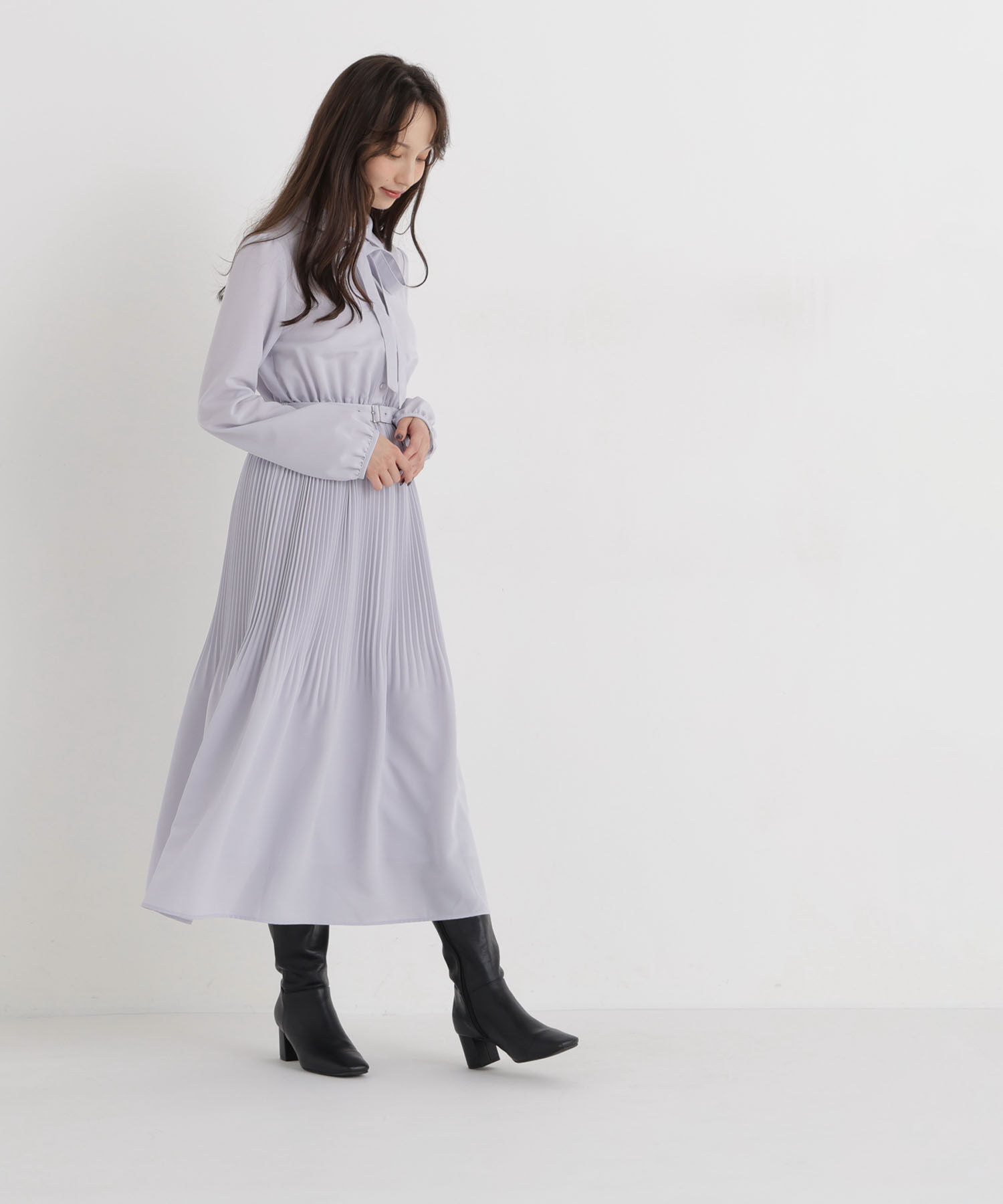  「リボンタイプリーツワンピース」|ワンピース|