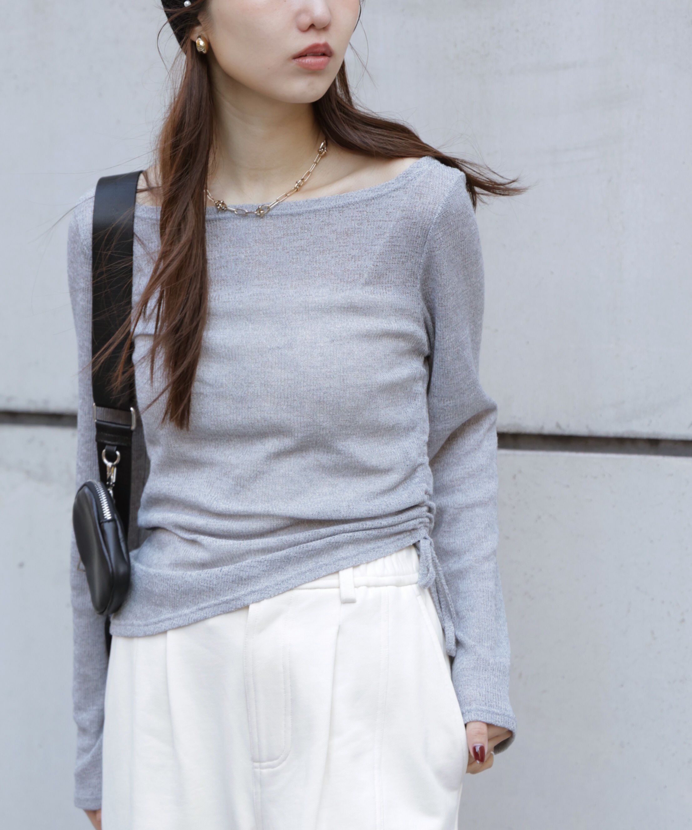  「メランジドロストシャーリングカットソー」|Tシャツ・カットソー|
