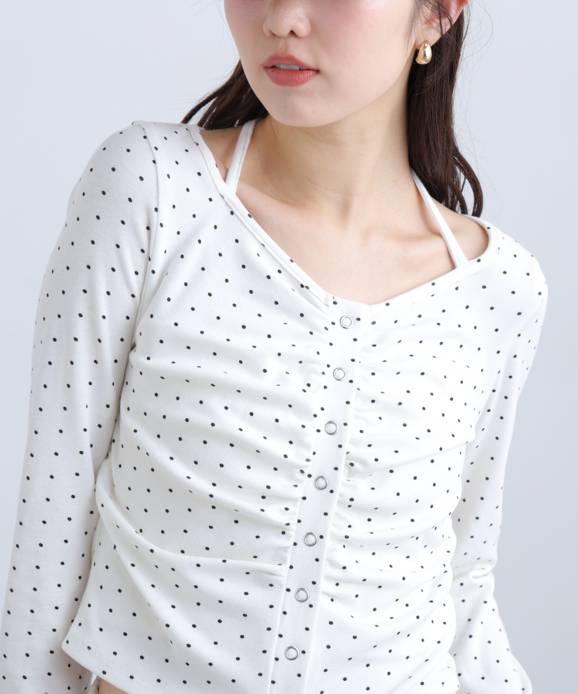  「フロントギャザーデコルテカットソー」|Tシャツ・カットソー|