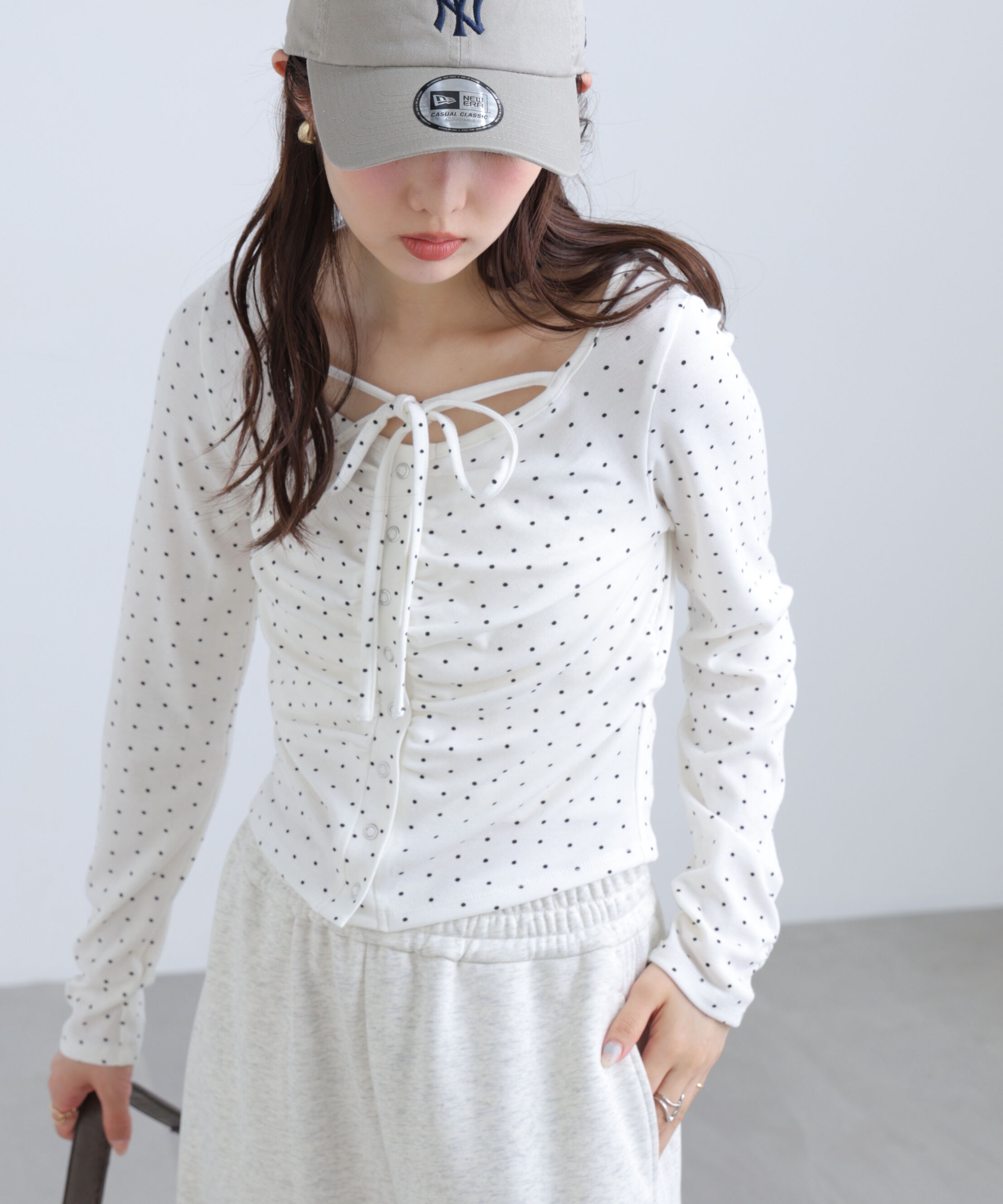  「フロントギャザーデコルテカットソー」|Tシャツ・カットソー|