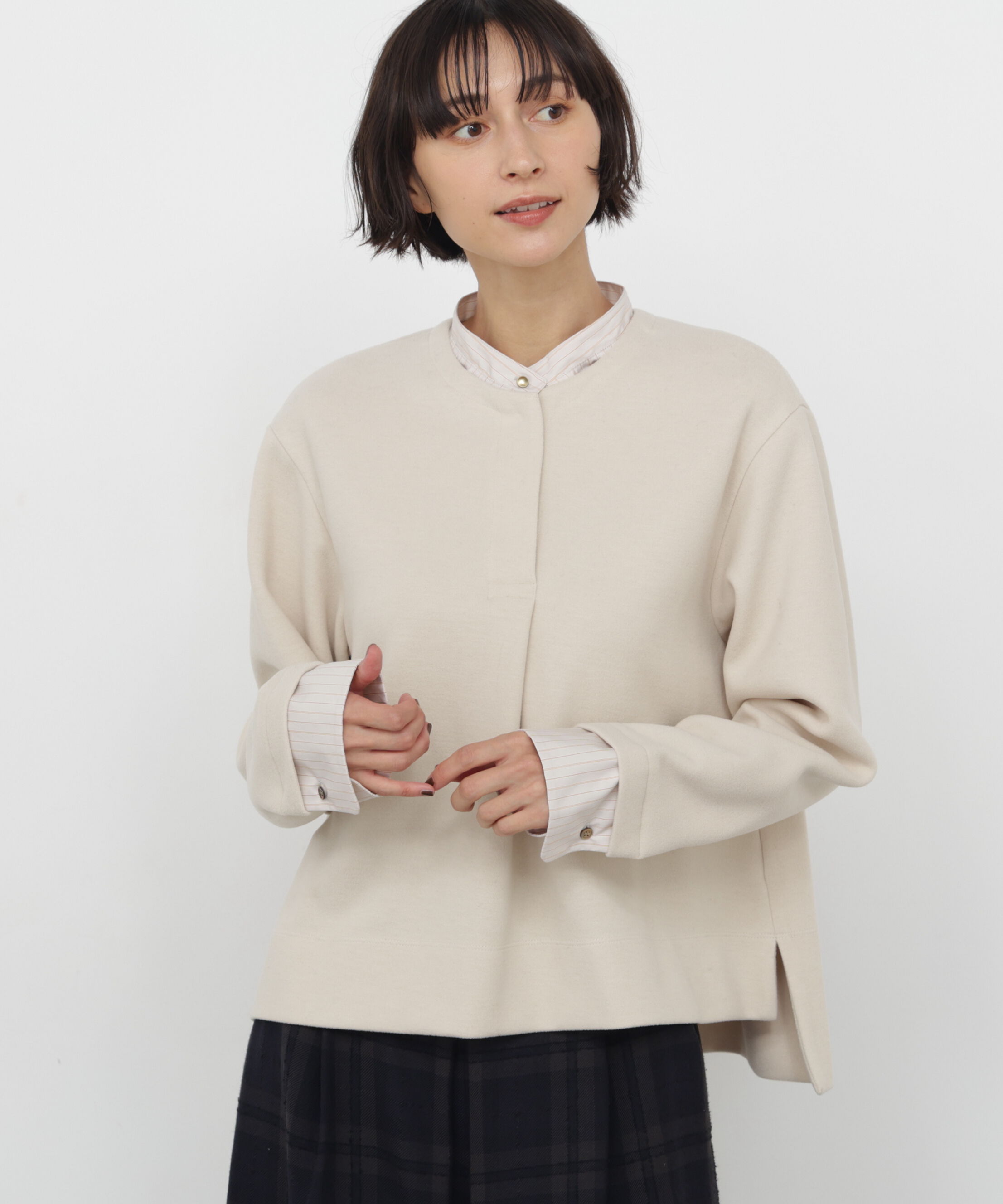  「◆ミルドジャージーシャツドッキングプルオーバー」|Tシャツ・カットソー|エクリュ1