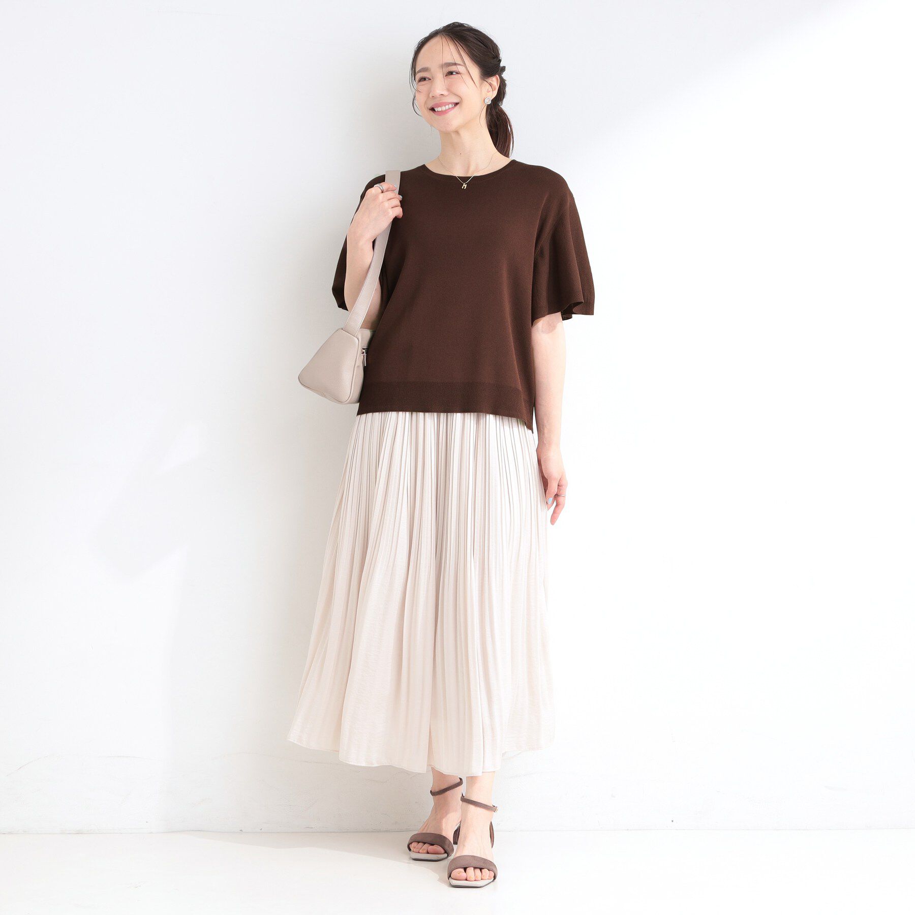 SHOO･LA･RUE「【S-LL】二の腕はカバーして魅せる フレアスリーブニット」|ニット・セーター|