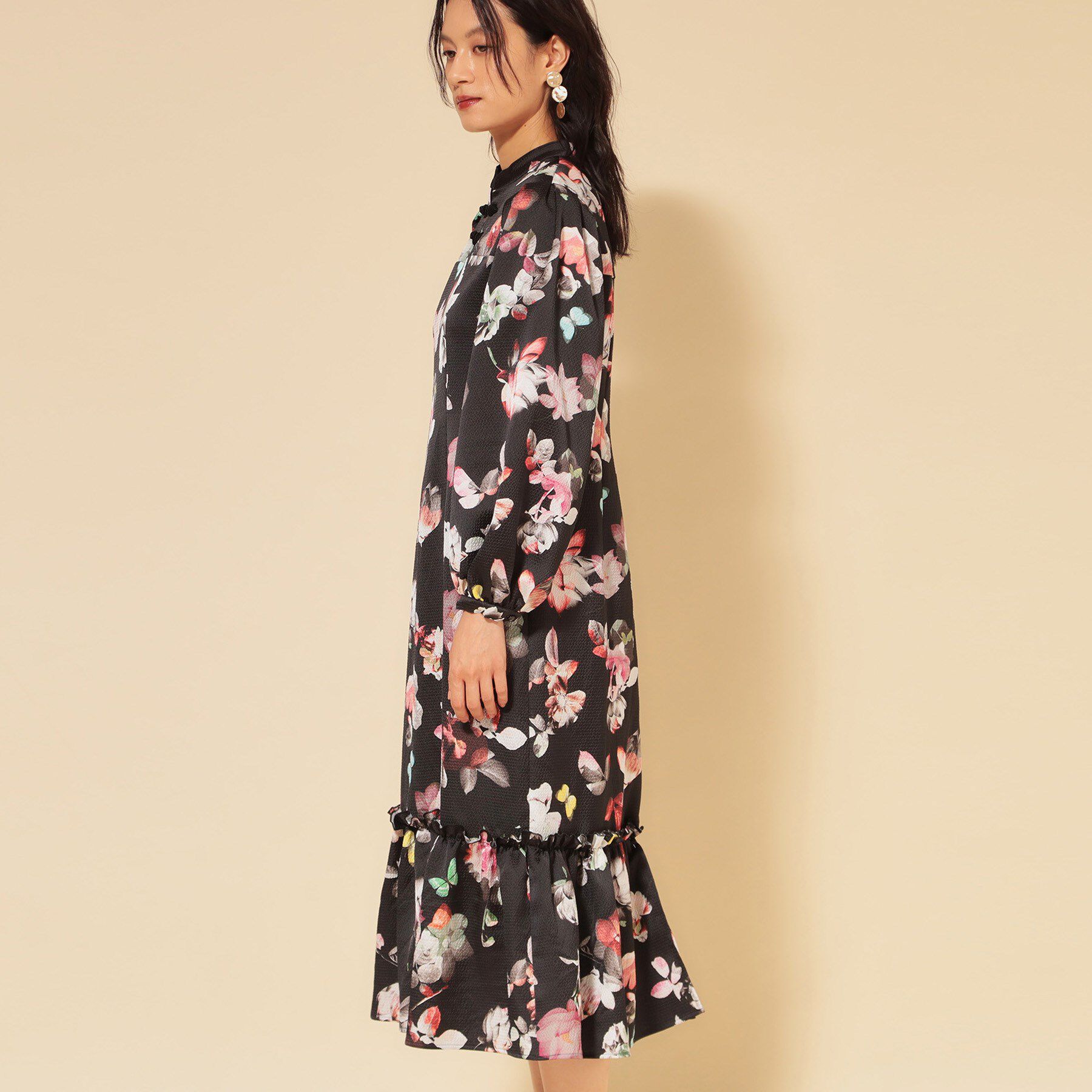 SunaUna「【COLLECTION LINE】チャイナ花柄ワンピース」|ワンピース|