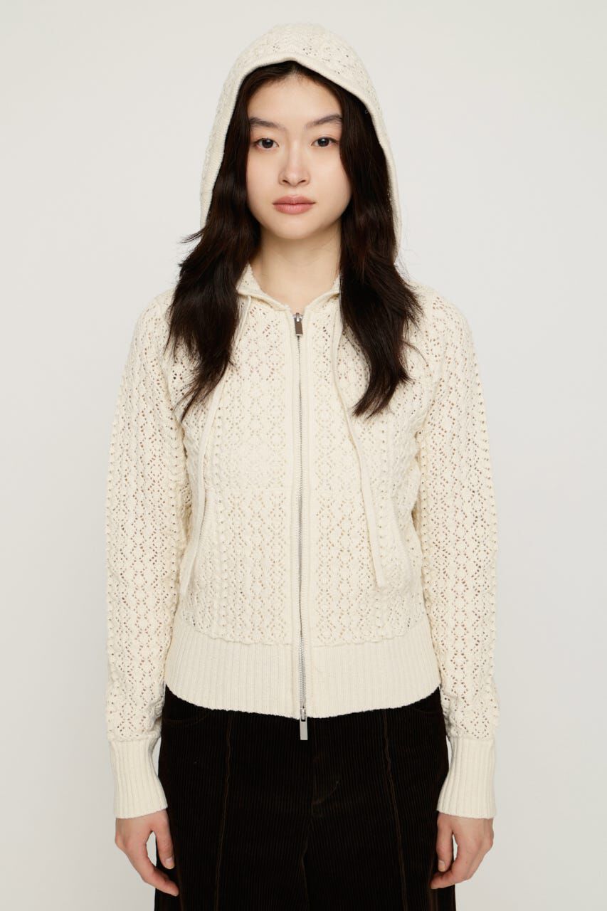 SLY「OPEN WORK ZIP HOODIE」|パーカー|