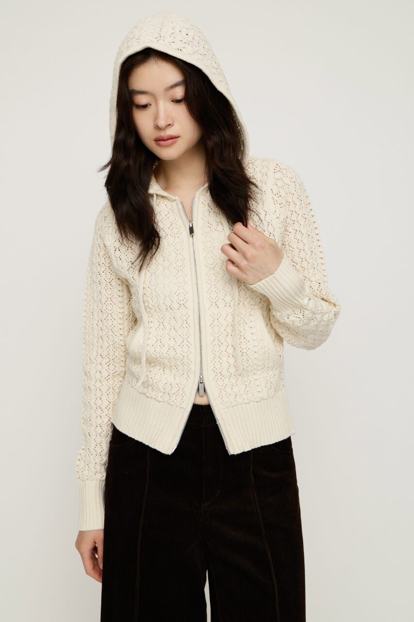SLY「OPEN WORK ZIP HOODIE」|パーカー|