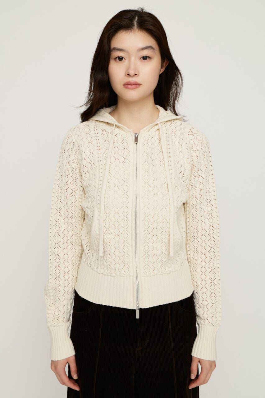 SLY「OPEN WORK ZIP HOODIE」|パーカー|