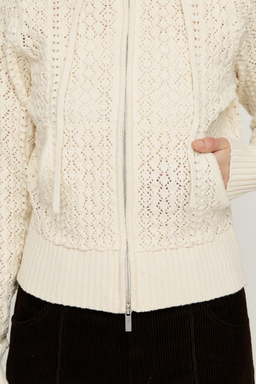 SLY「OPEN WORK ZIP HOODIE」|パーカー|