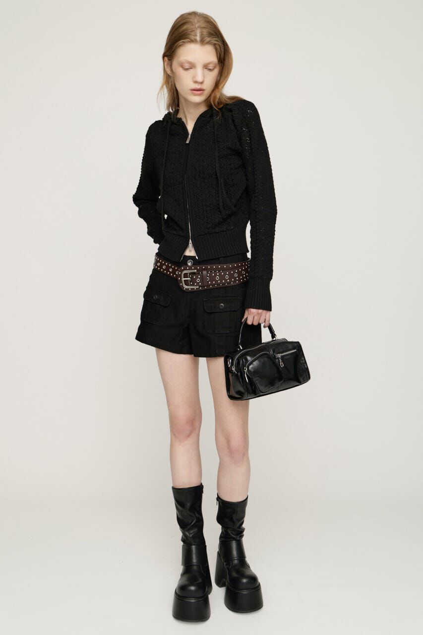 SLY「OPEN WORK ZIP HOODIE」|パーカー|