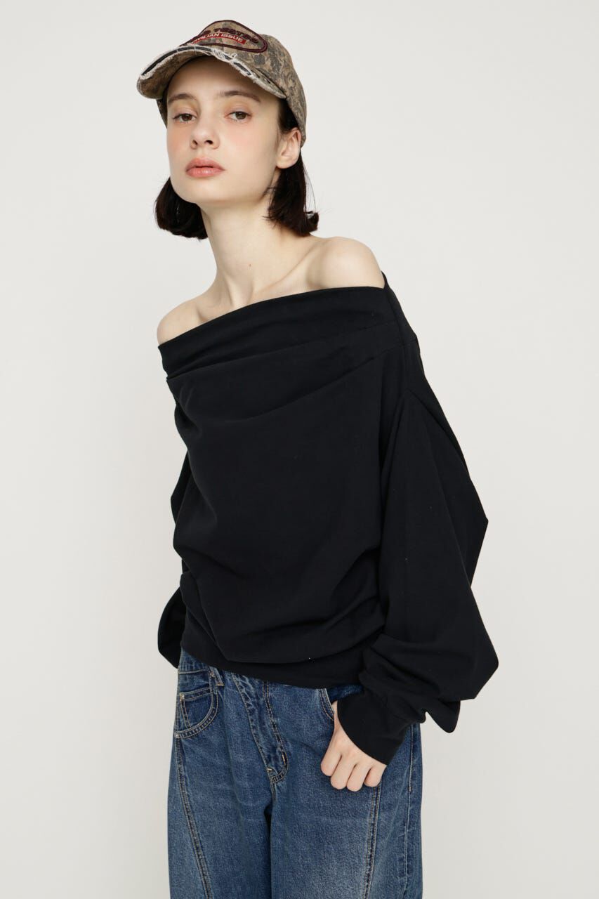 SLY「TUCKED OFFSHOULDER トップス」|パーカー|