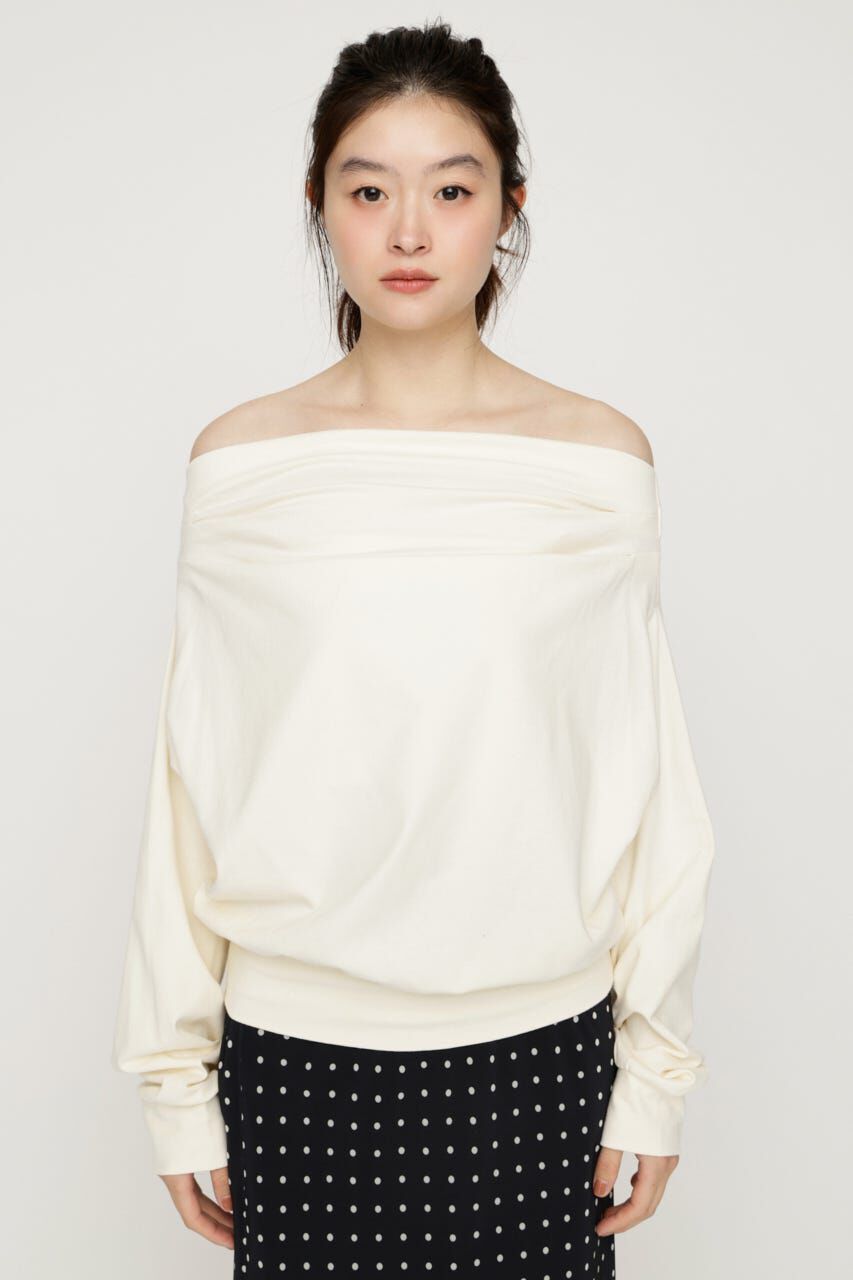 SLY「TUCKED OFFSHOULDER トップス」|パーカー|