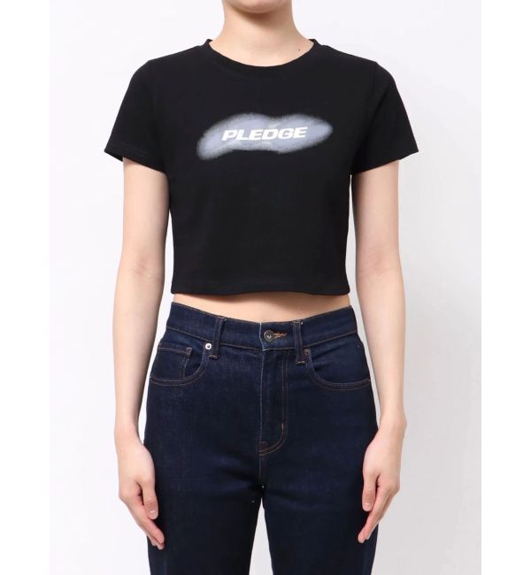 EMODA「スプレーロゴミニマルTシャツ」|Tシャツ・カットソー|ブラック