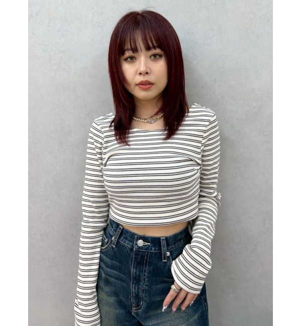 EVRIS「バックオープンショートリブトップス」|Tシャツ・カットソー|