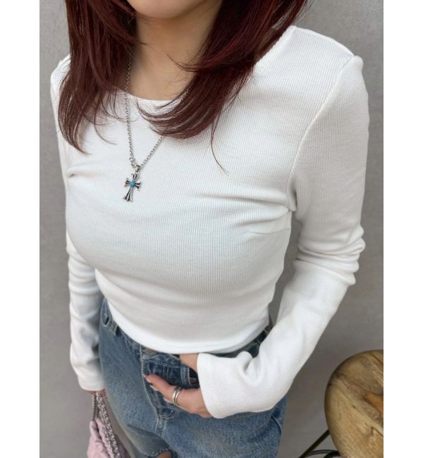 EVRIS「バックオープンショートリブトップス」|Tシャツ・カットソー|