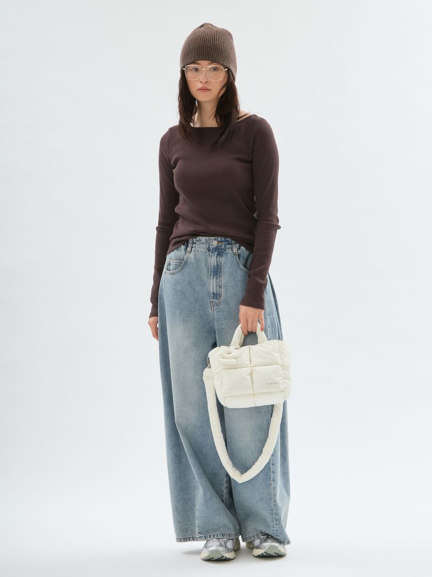 emmi atelier「ウエストゴムサイドタックデニムパンツ」|デニム|