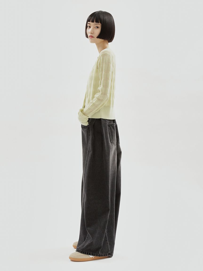 emmi atelier「ウエストゴムサイドタックデニムパンツ」|デニム|