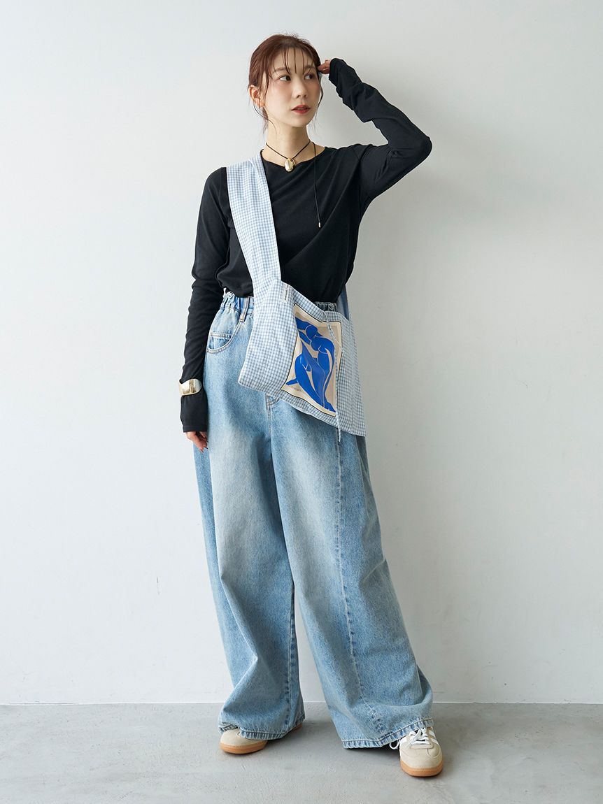 emmi atelier「ウエストゴムサイドタックデニムパンツ」|デニム|