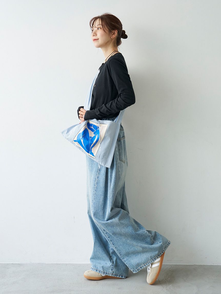 emmi atelier「ウエストゴムサイドタックデニムパンツ」|デニム|