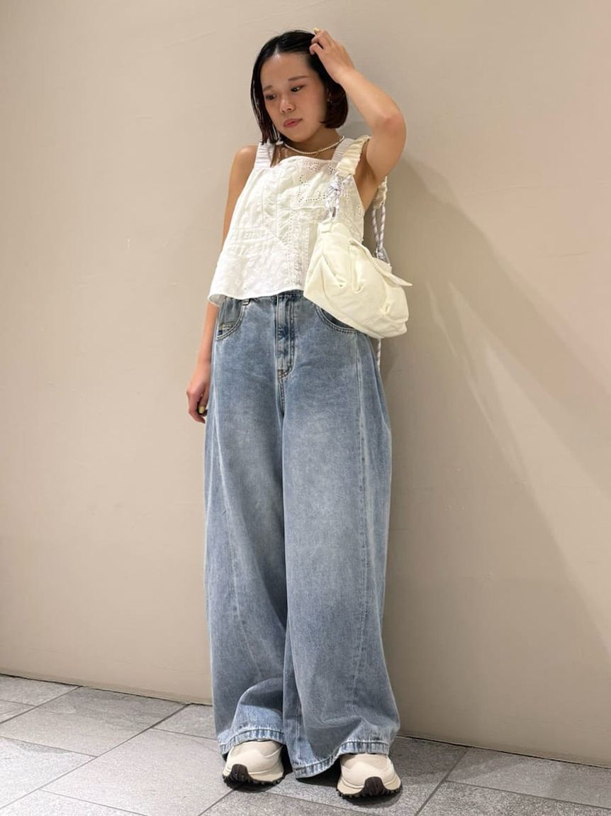 emmi atelier「ウエストゴムサイドタックデニムパンツ」|デニム|