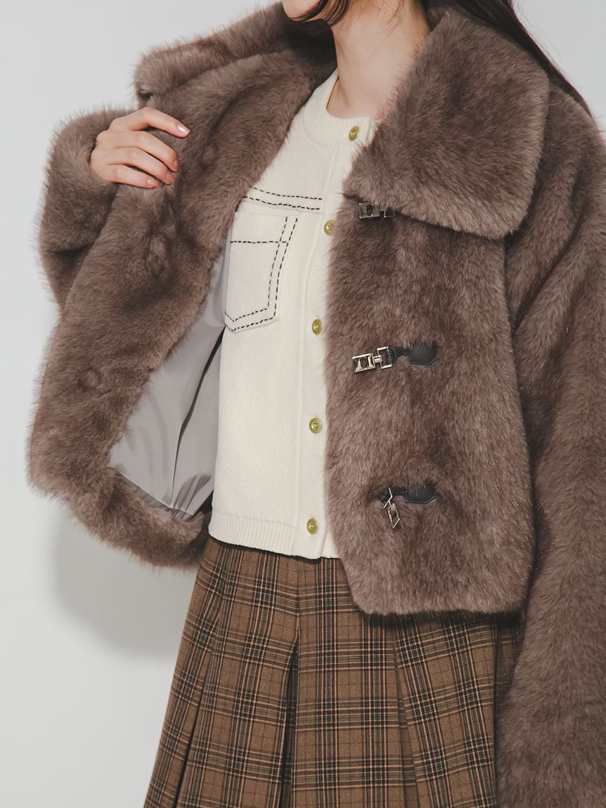 FURFUR「ビッグカラーエコファーショートコート」|その他|