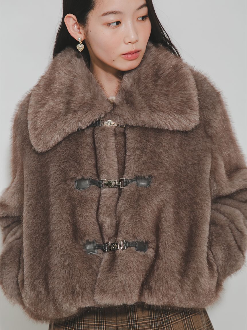 FURFUR「ビッグカラーエコファーショートコート」|その他|