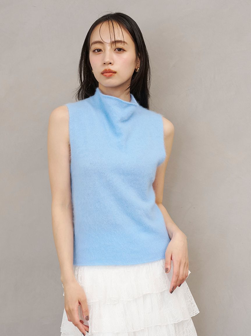 SNIDEL「【HIGH QUALITY】ウールミンクノースリプルオーバー」|Tシャツ・カットソー|