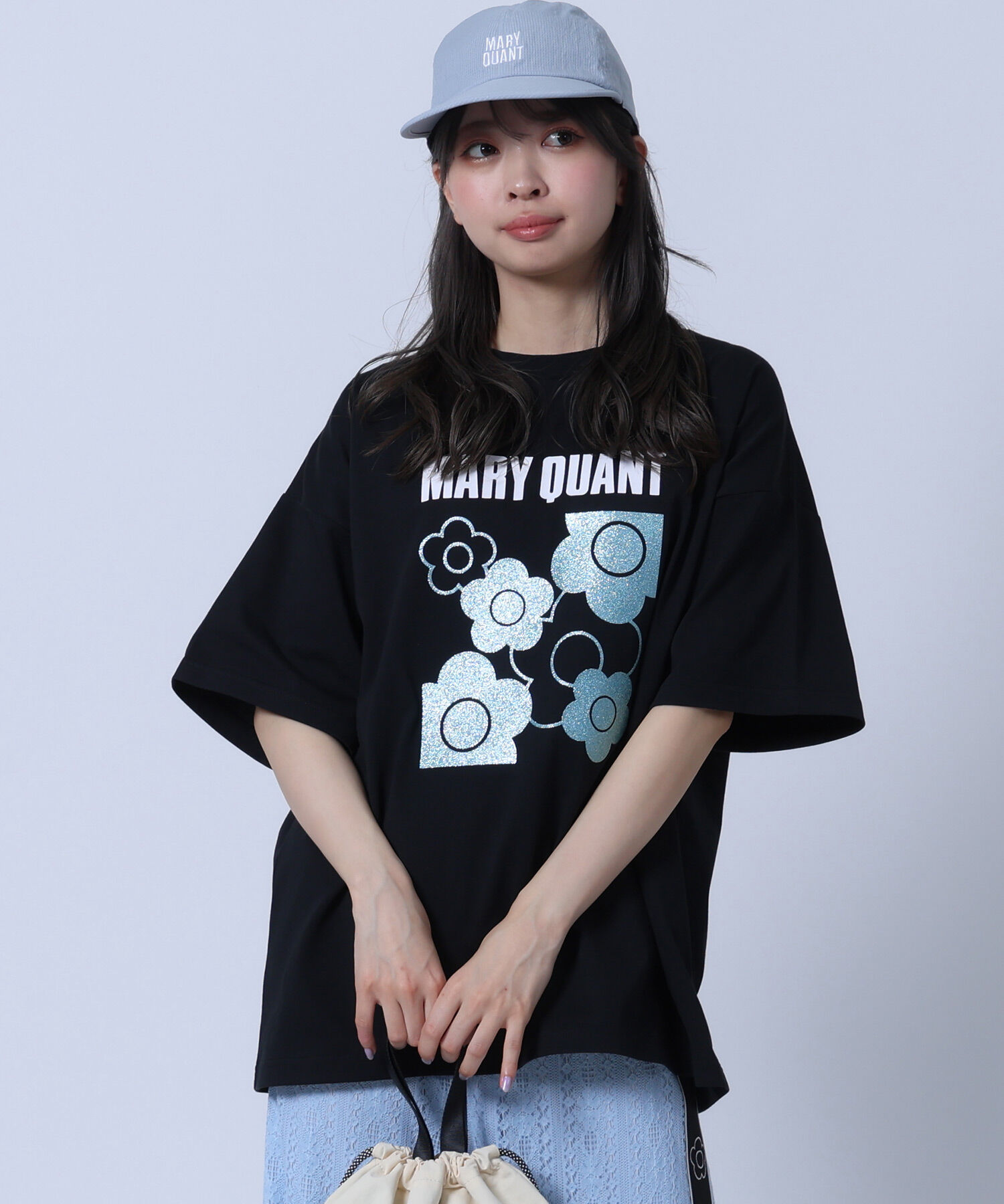MARY QUANT「ラメデイジー Tシャツ」|Tシャツ・カットソー|ブラック