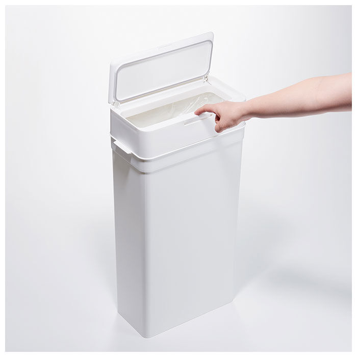 like-it「ゴミ箱 スリム 蓋付き 通販 ライクイット ごみ箱 ふた付き シールズ25 ホワイト グレー」|ダストボックス|