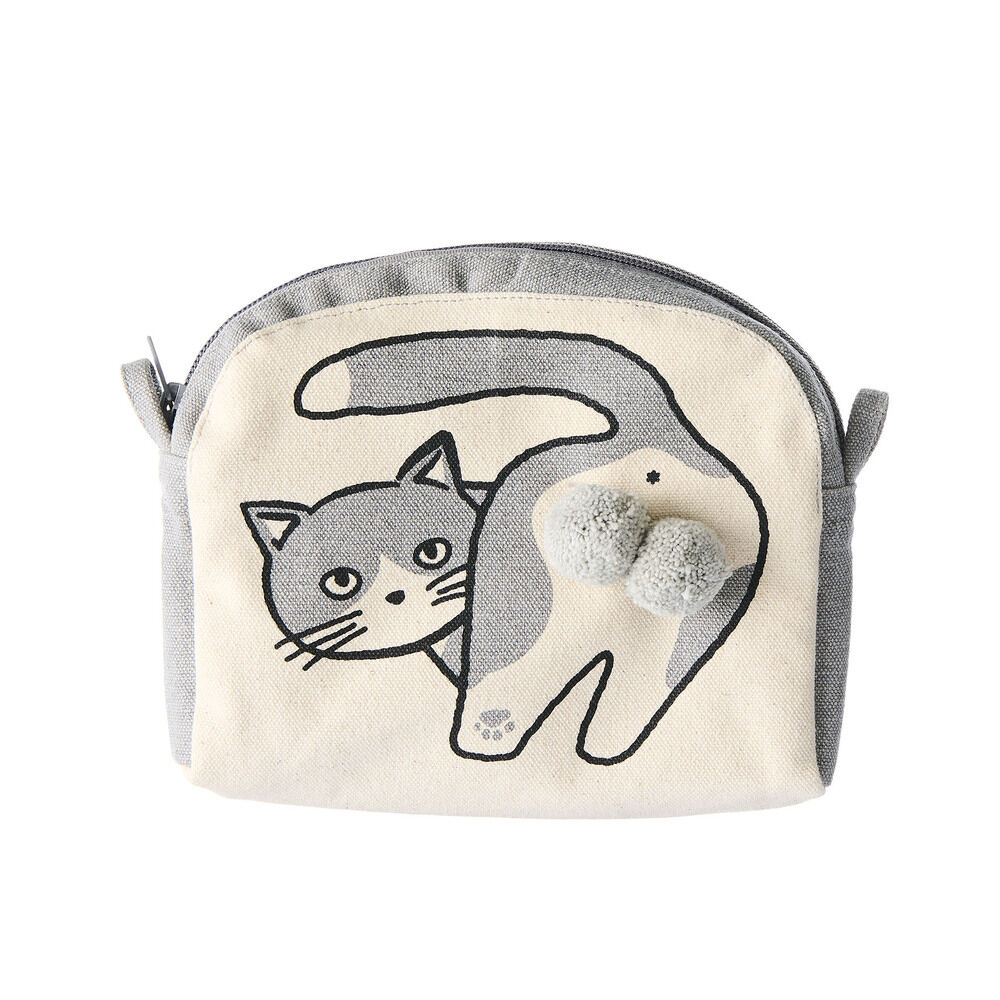 AND PACKABLE「ニャンタマポーチ AND PACKABLE 通販 ミニポーチ 猫 小物入れ かわいい ねこ ネコ」|ポーチ|グレー1