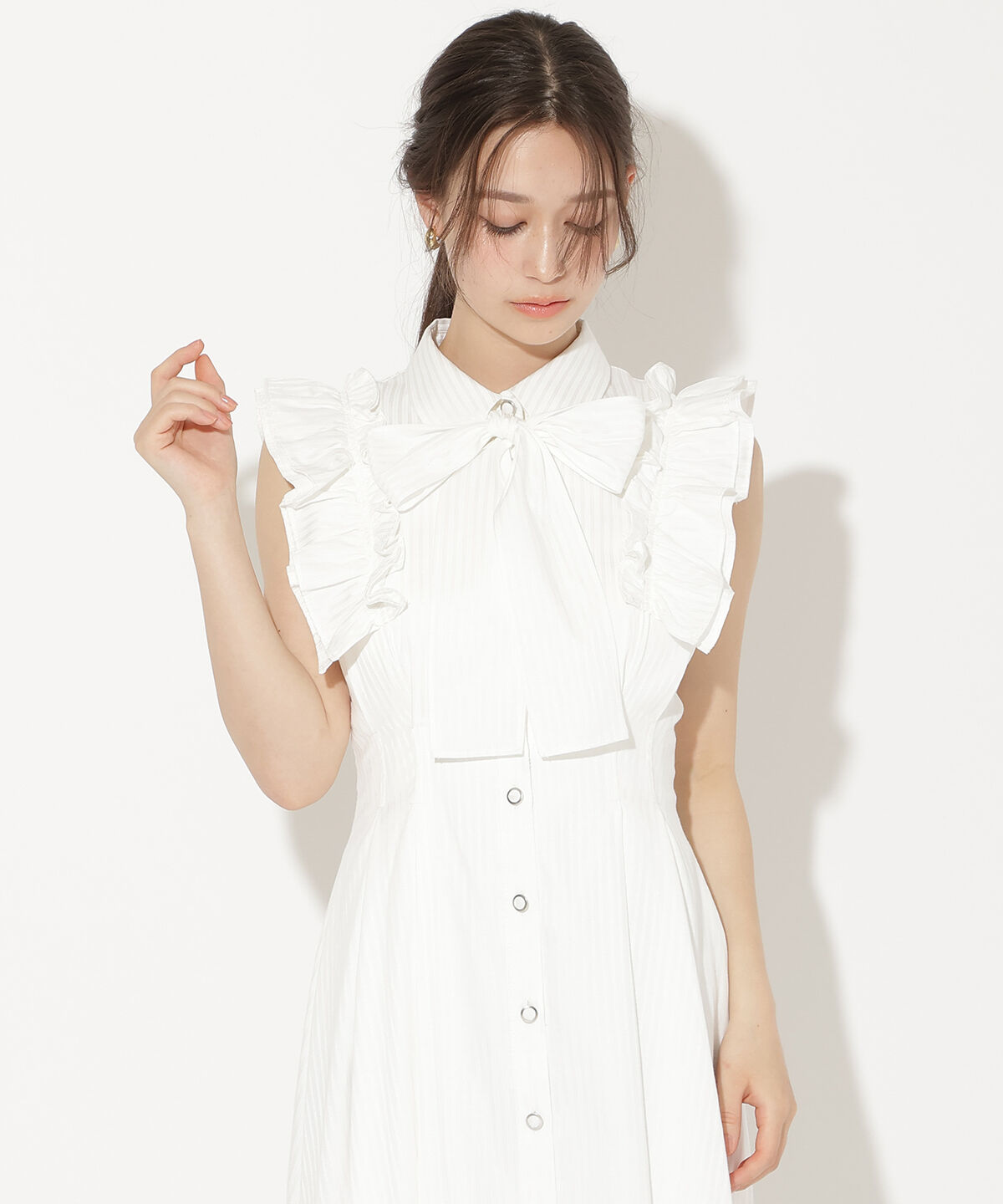 WILLSELECTION「フリルスリーブボウタイシャツワンピース」|ワンピース|