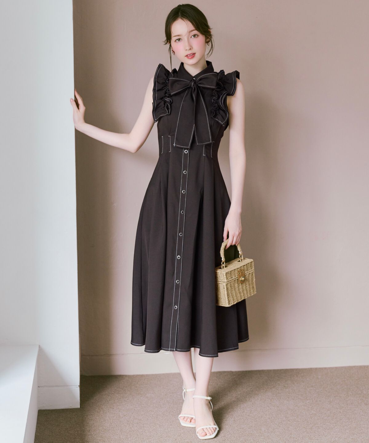 WILLSELECTION「フリルスリーブボウタイシャツワンピース」|ワンピース|