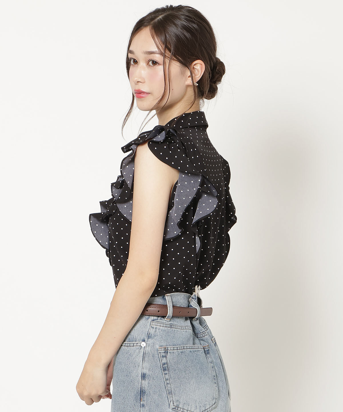 WILLSELECTION「ラッフルフリルノースリーブブラウス」|シャツ・ブラウス|