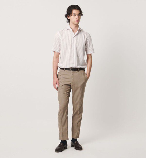 UNITED ARROWS「イージーケア AG パナマ ショートスリーブ ストライプ カッタウェイカラーシャツ 抗菌防臭 通気性」|シャツ・ブラウス|