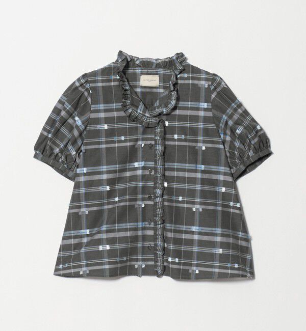 UNITED ARROWS「チェック リボン カットジャガード ブラウス」|シャツ・ブラウス|