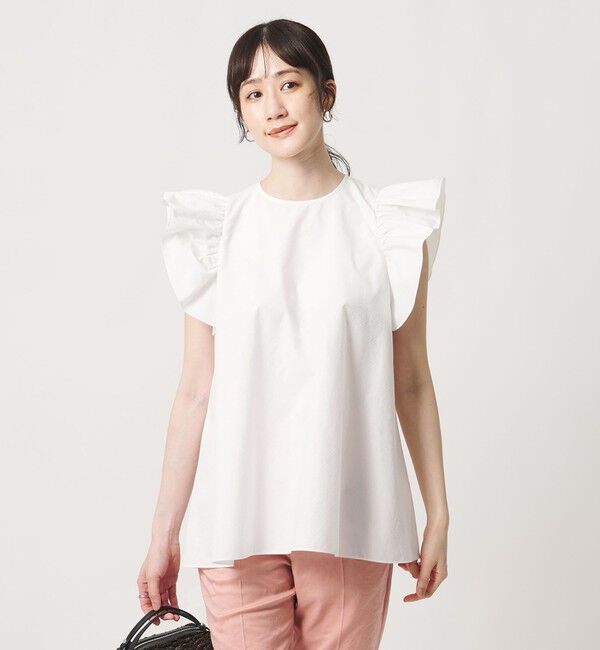 UNITED ARROWS「フリル スリーブ ブラウス」|シャツ・ブラウス|WHITE