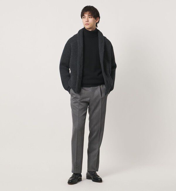 UNITED ARROWS「カバートクロス ツイル サイドアジャスター 1プリーツ テーパード スラックス」|チノ|