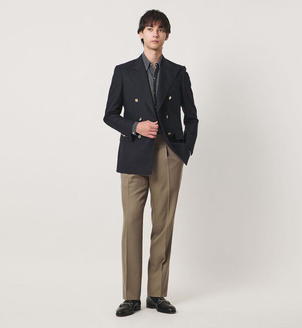UNITED ARROWS「カバートクロス ツイル サイドアジャスター 1プリーツ テーパード スラックス」|チノ|