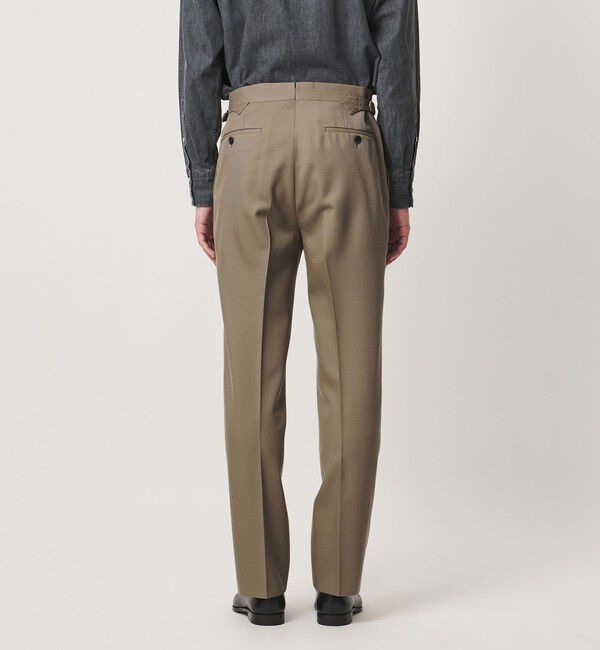 UNITED ARROWS「カバートクロス ツイル サイドアジャスター 1プリーツ テーパード スラックス」|チノ|